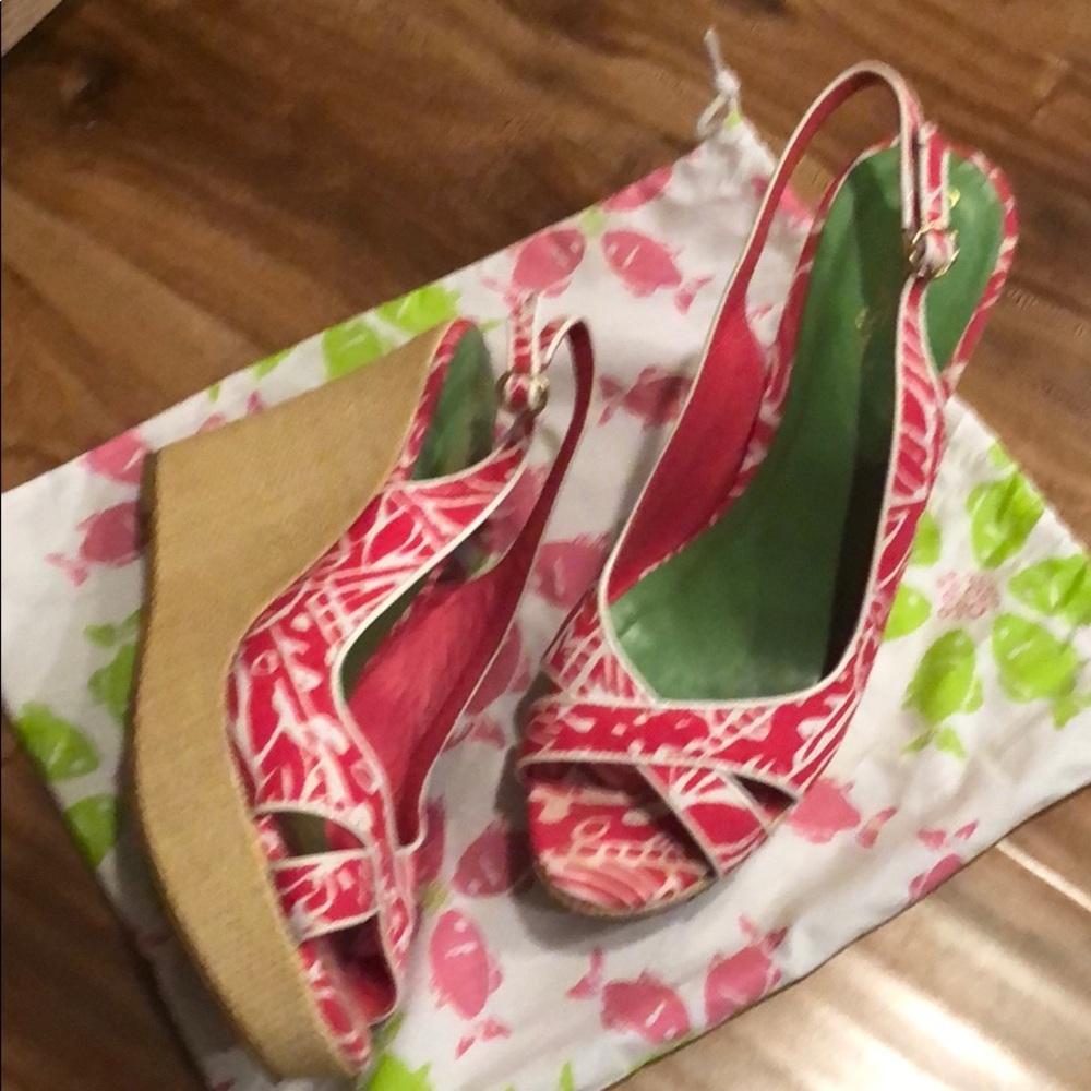 Lilly Pulitzer pink/white espadrille size 10 - Picture 2 of 9